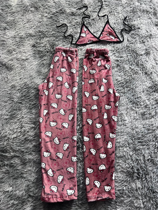 Hello Kitty Nombre Fondo Cobre Duo De Pijama Afelpada