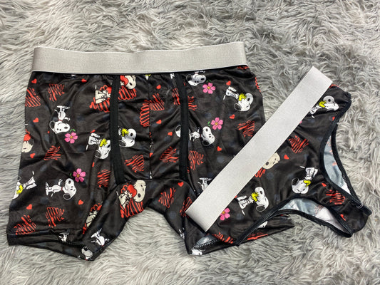 Snoopy con una flor duo de tanga unitalla