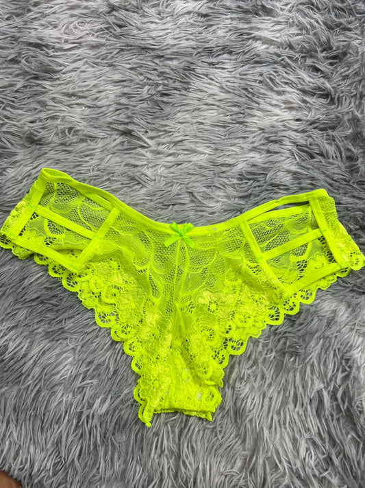 Con Líneas Delanteras Verde Fosforescente Tanga De Dama