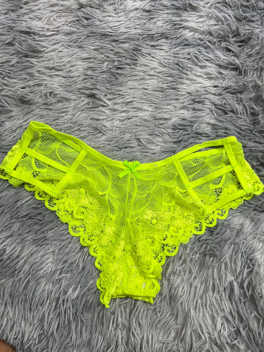 tanga de dama con líneas delanteras verde fosforescente