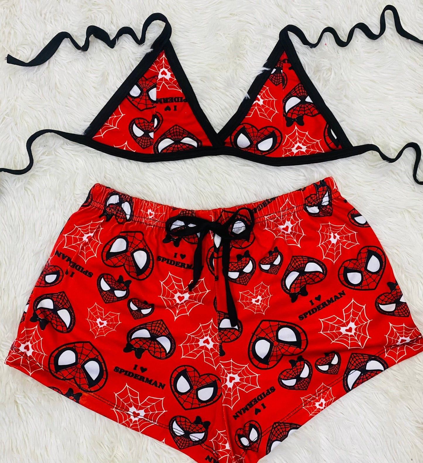 Spiderman Corazones Rojo duo short con top