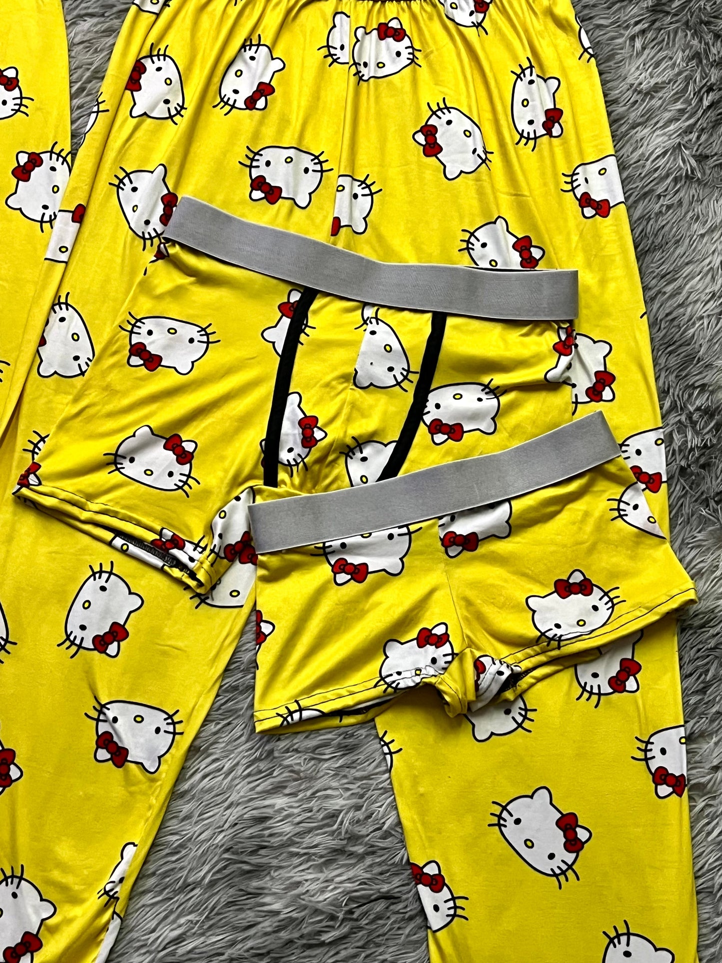 Gatita Carita Amarillo Duo De Pijama De 5 Piezas.