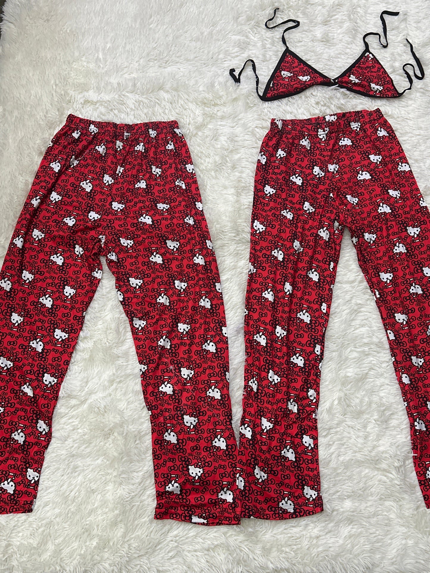 Hello Kitty Rojo Duo De Pijama 5 Piezas