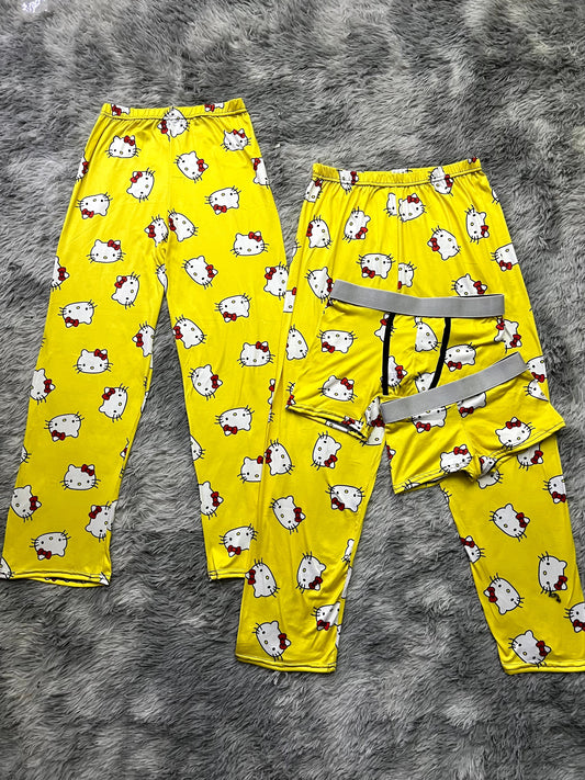 Gatita Carita Amarillo Duo De Pijama De 5 Piezas.