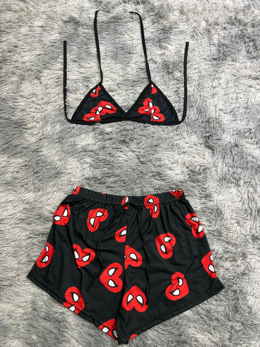 Spiderman ojos corazón Top con short unitalla de brush
