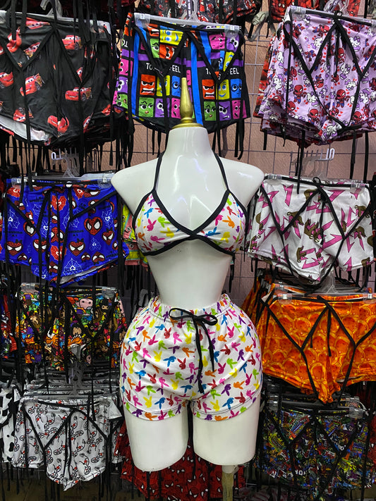 Playboy de colores Pijama de dama short con top individual de dama