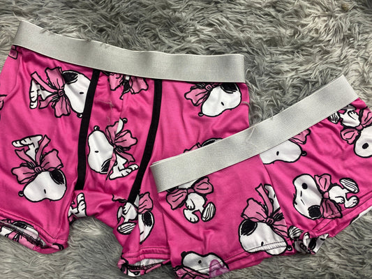 Snoopy con moño rosa duo con boxer