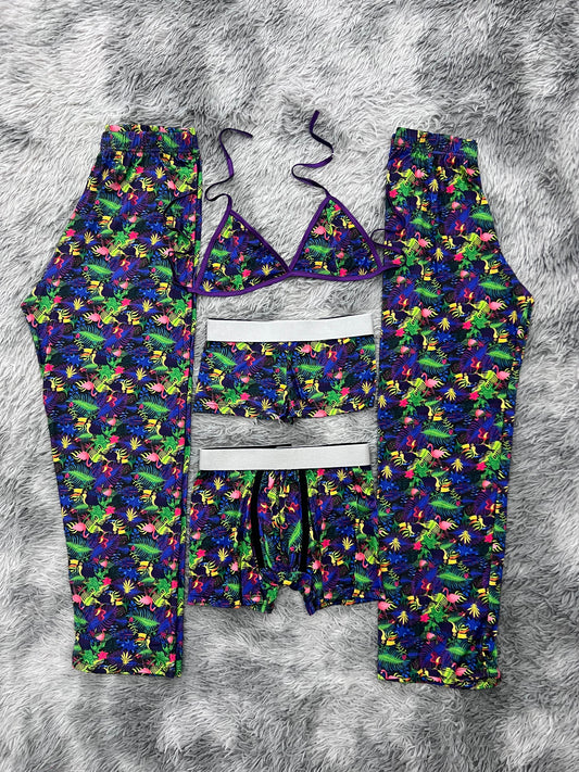 plantas tropicales pijama 5 piezas
