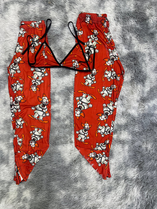 Payaso Homero Naranja Duo de pijama afelpada.