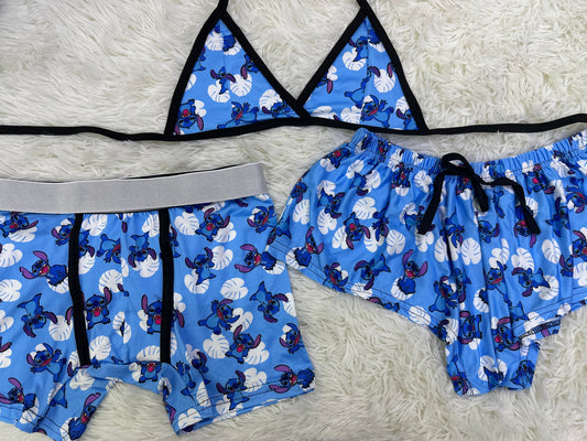 Stitch Shorts Blue duo short con top