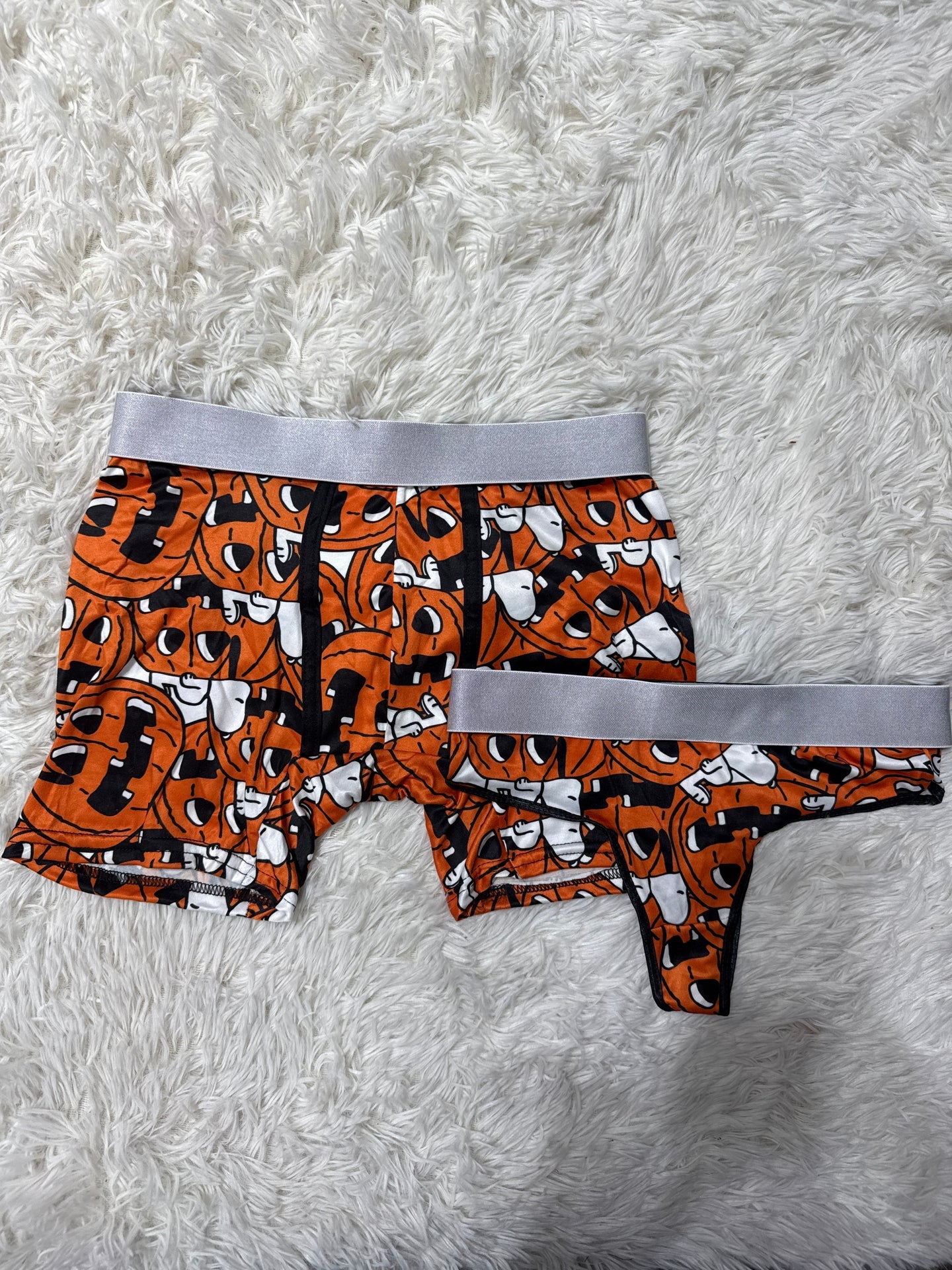 Snoopy con calabazas Halloween duo de boxer con tanga