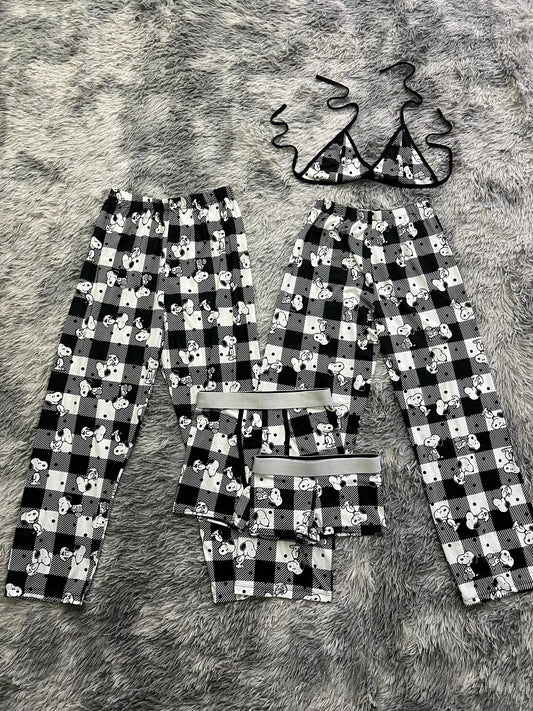 Snoopy Plaid 5 piece pajama set Cozy Soft Sleepwear 🐶🛌