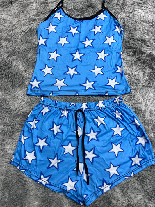 Estrellas Azul Blusa Con Short