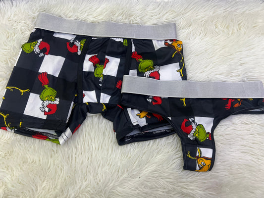 Grinch Cuadrados Blancos duo unitalla con tanga