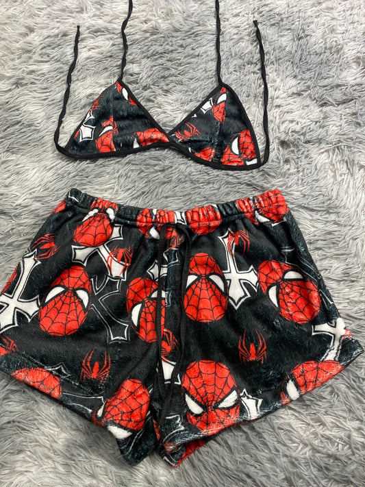 Spiderman con cruz Top con short unitalla de afelpado