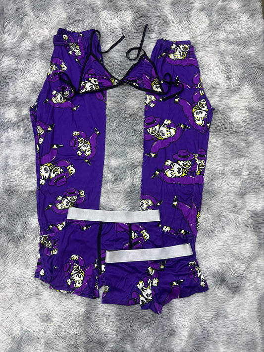 Joker Morado Duo De Pijama De 5 Piezas.