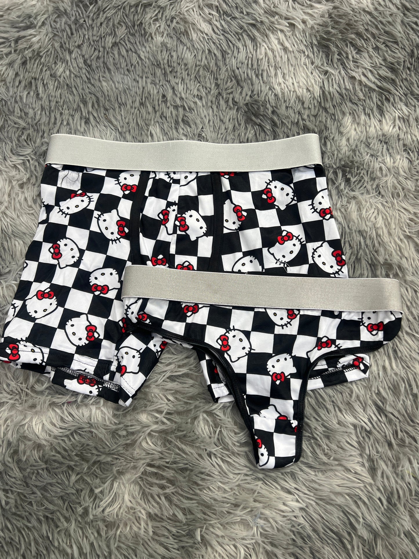 Kitty cuadros negros y blancos duo unitalla con tanga