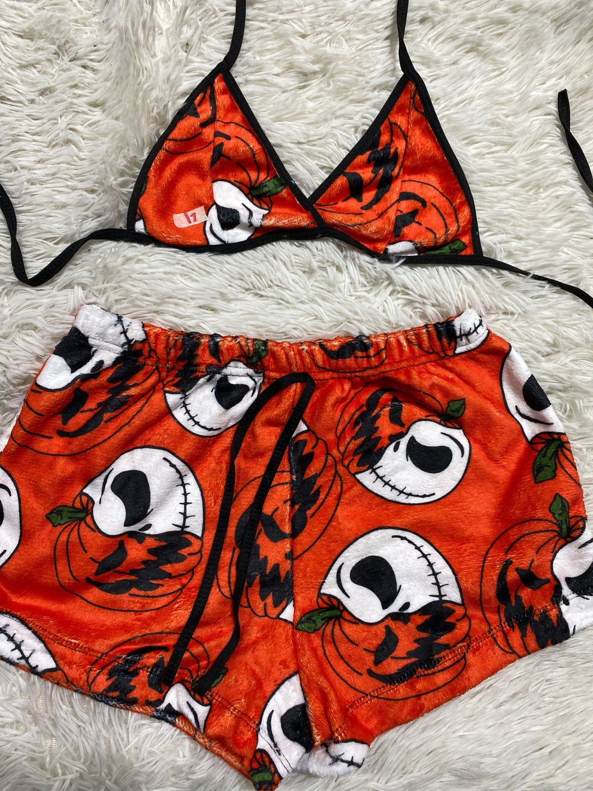 Jack y calabaza fondo naranja top Con Short Unitalla De Afelpado