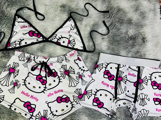 Hello Kitty Print Rosa duo short con top