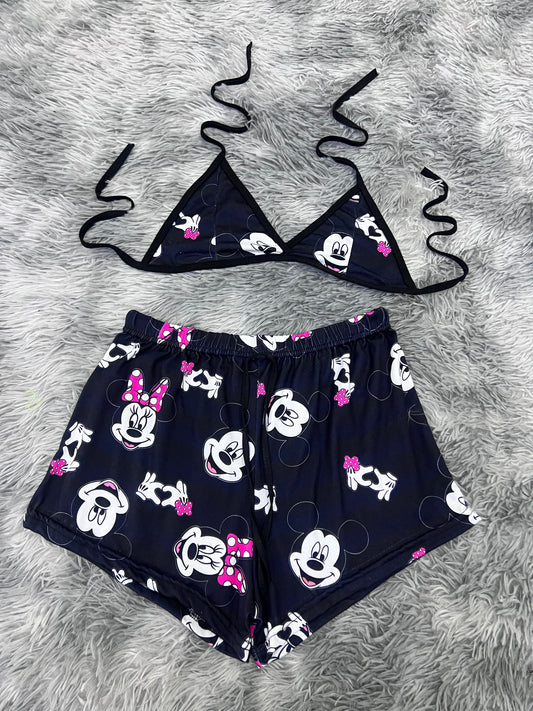 Minnie Y Mickey Top Con Short Unitalla De Brush
