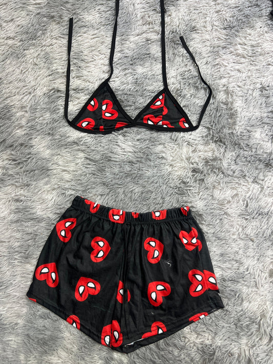 Deadpool corazones Top con short unitalla de brush