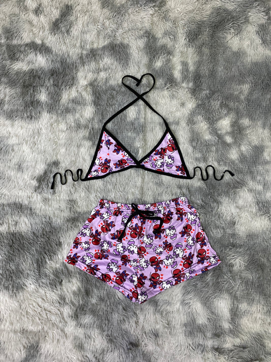 short con top Spiderman con Kitty (fondo morado)