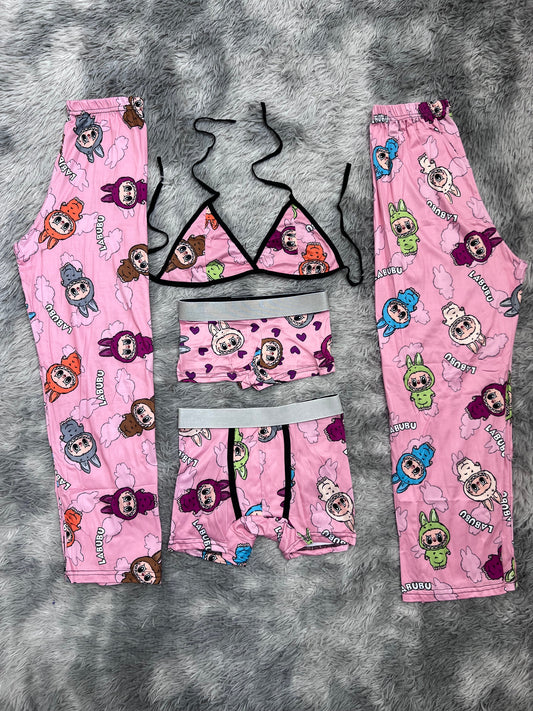 labubu rosa pijama 5 piezas
