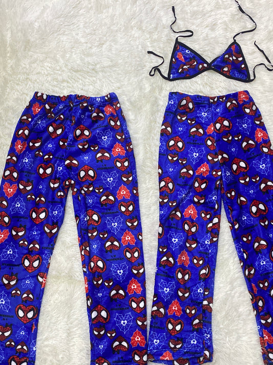 Corazón de Spiderman azul pijama afelpada duo