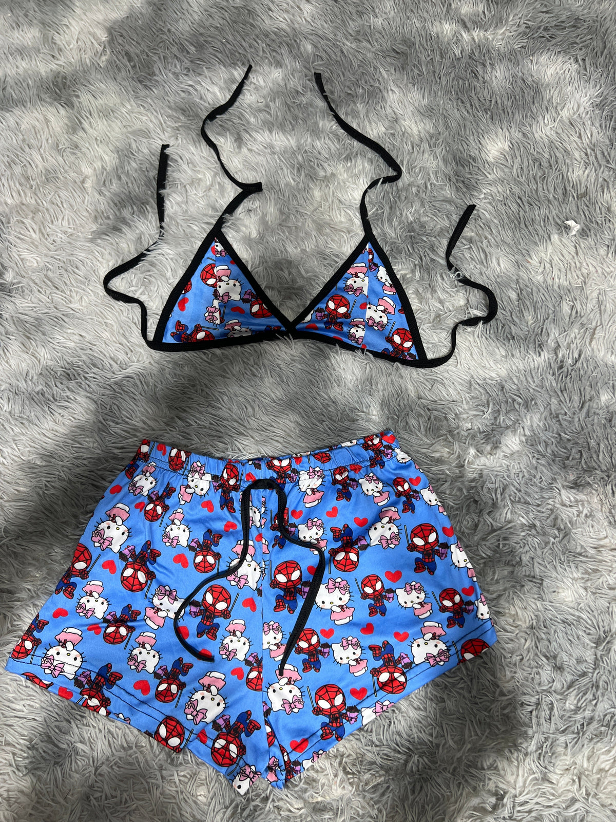 Spiderkitty Azul Top Con Short Unitalla De Brush