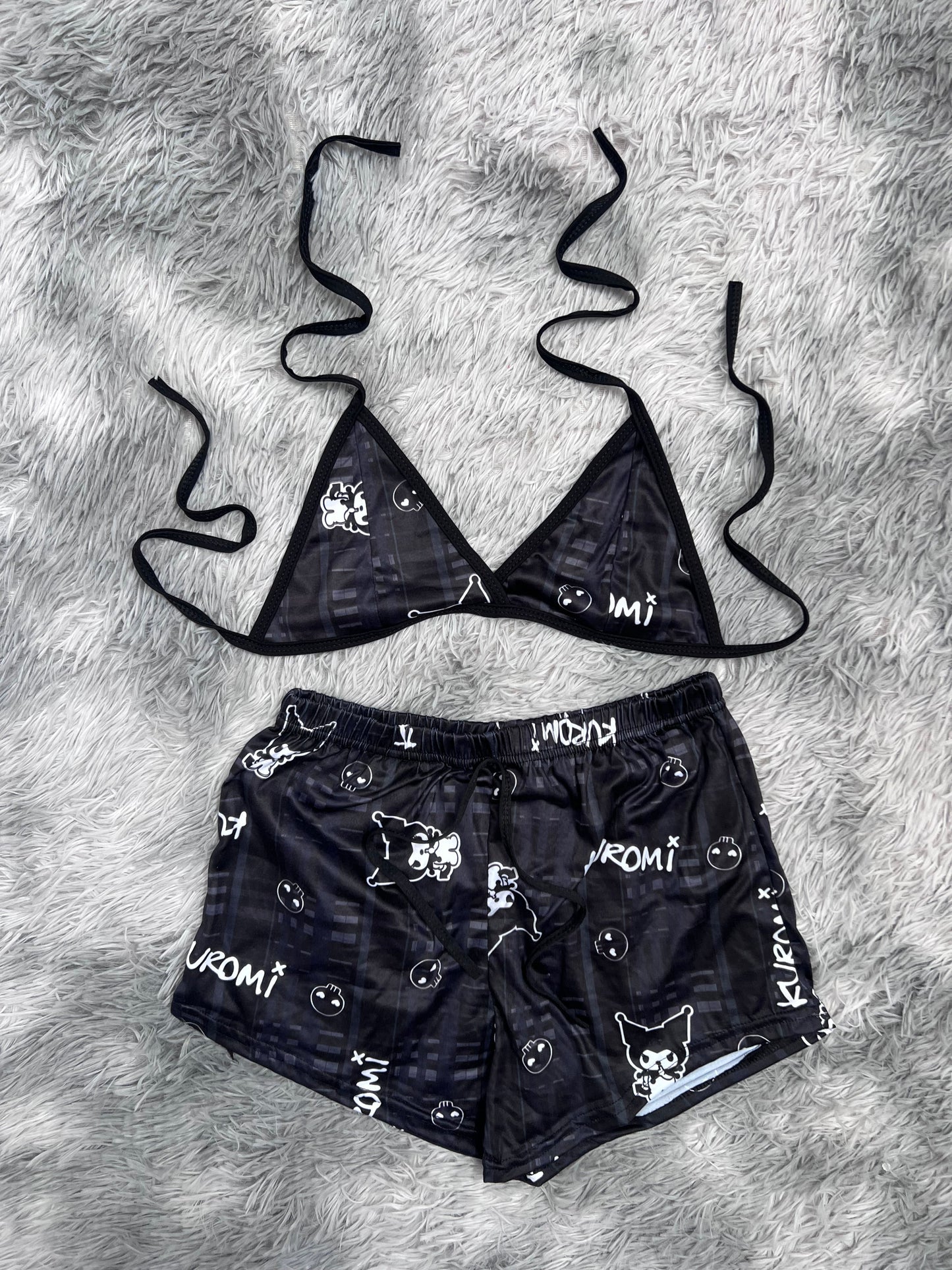 kuromi cuadros negros top con short unitalla de brush