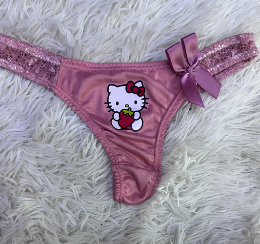 Hello Kitty encaje Rosa claro Tanga De Dama