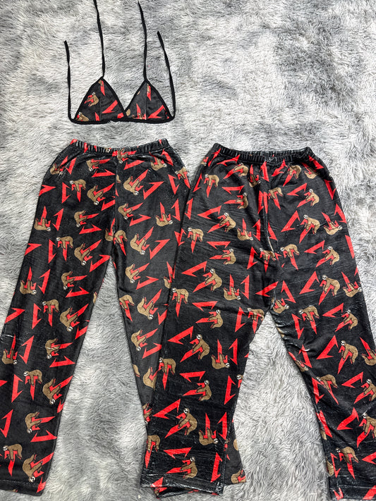 Ct Negro Y Rojo Duo De Pijama Afelpada