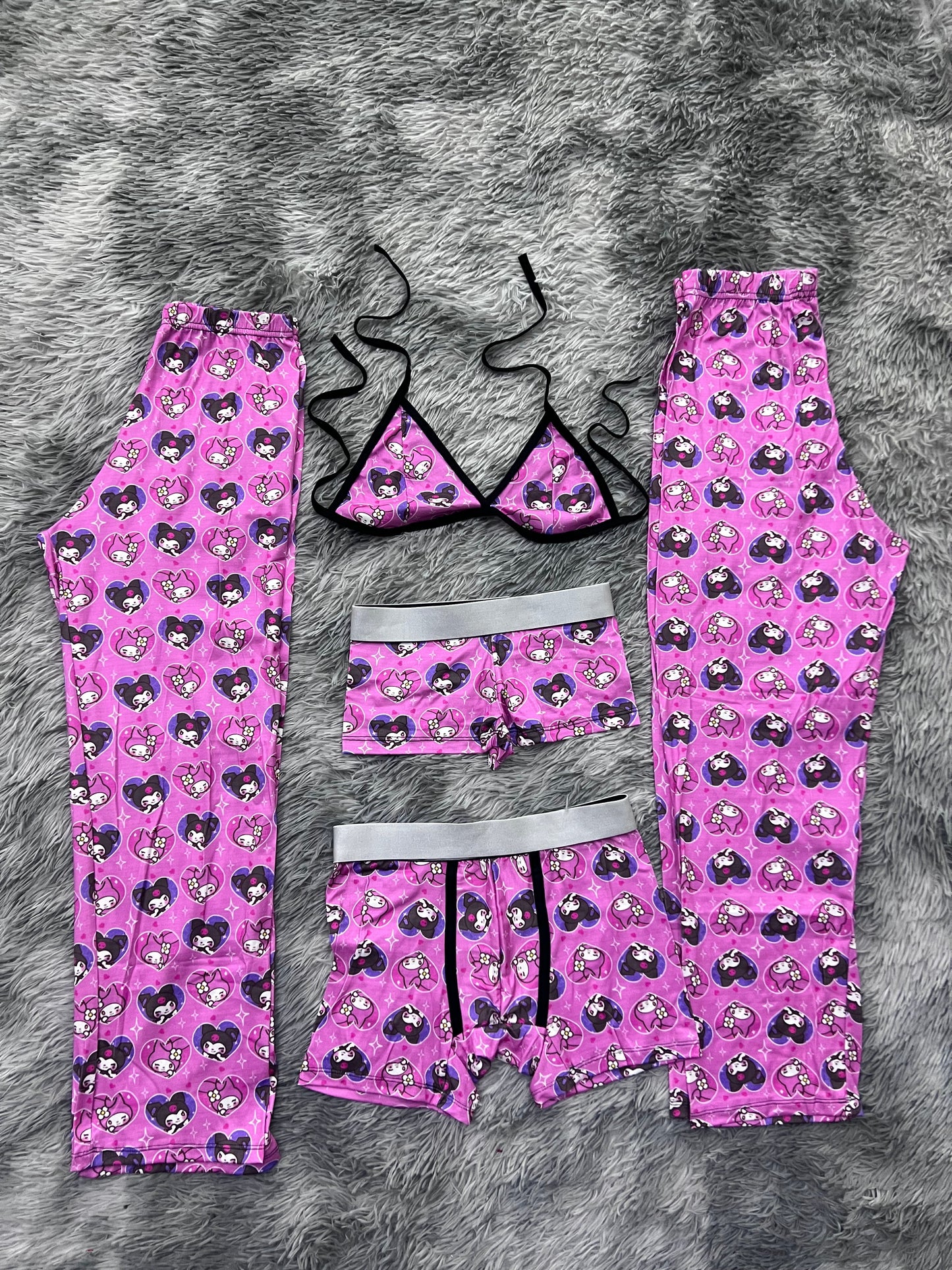 kuromi y my melody corazones pijama 5 piezas