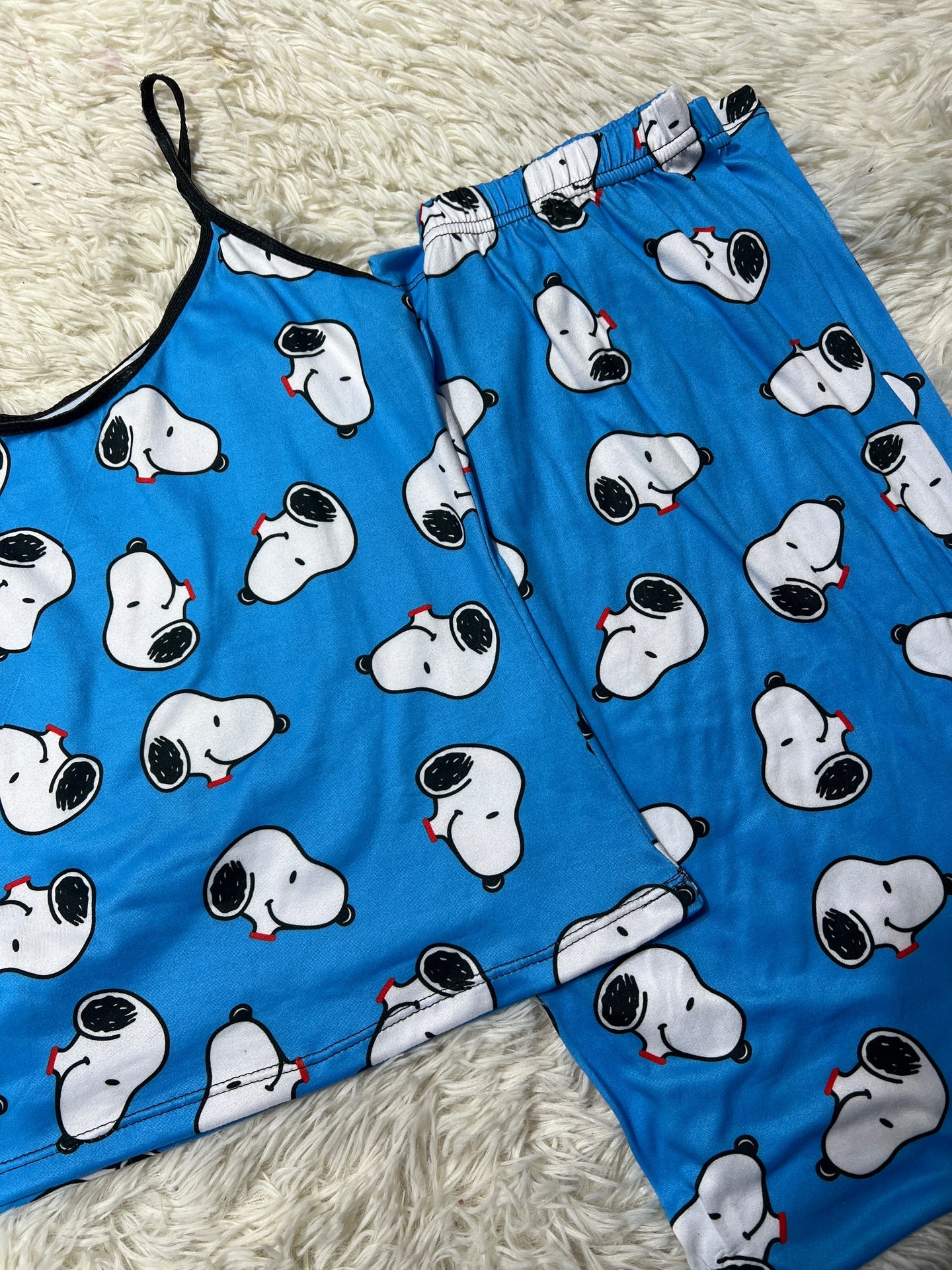 Snoopy azul Blusa con pantalón pijama de dama