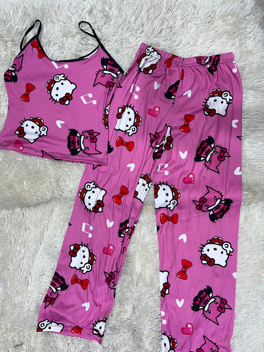 Hello Kitty Y Batman Blusa Con Pantalón Pijama De Dama