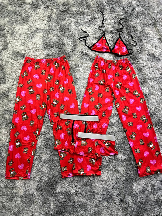 Hello Kitty disfraz de peluche fondo rojo pijama 5 piezas