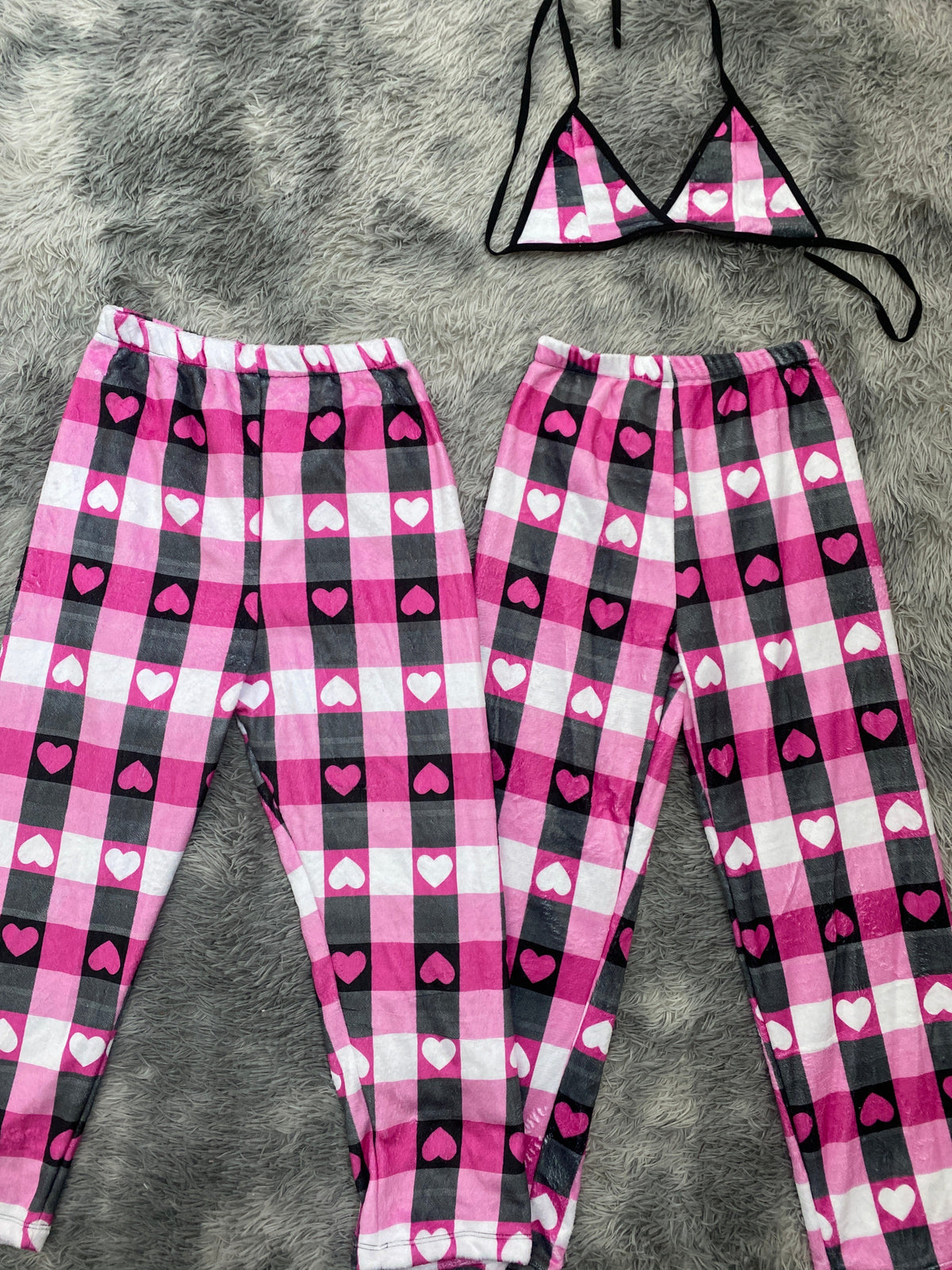 Cuadros con corazones Pijama Afelpada