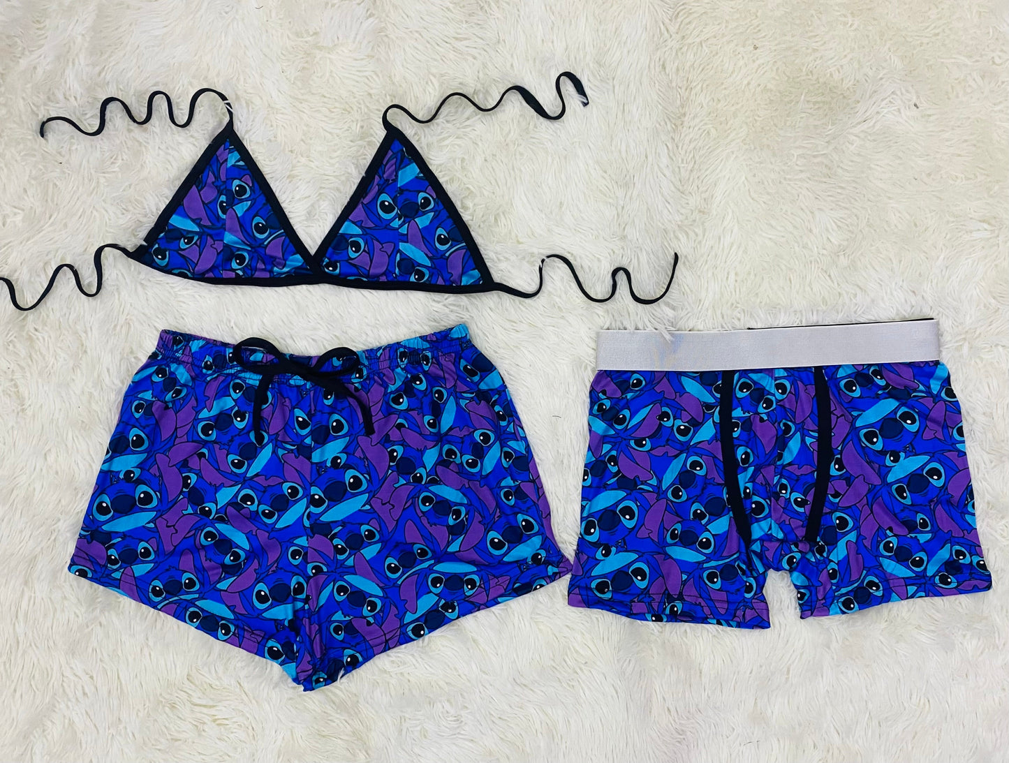 Stitch Print Cozy Azul duo short con top