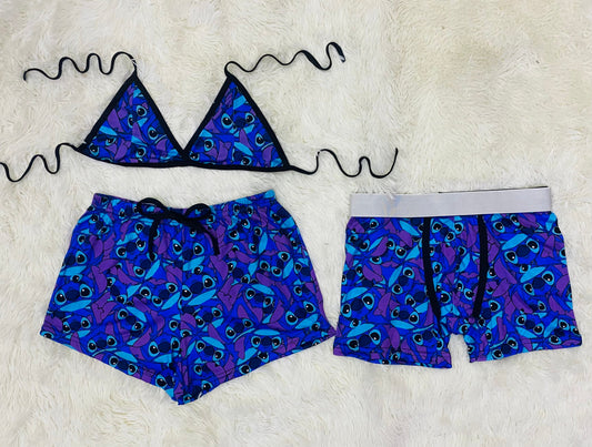 Stitch Print Cozy Azul duo short con top