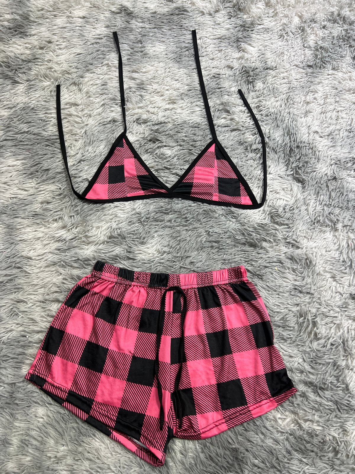 Cuadros Rosas Y Negros Top Con Short Unitalla De Brush