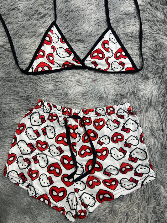 Spiderkitty blanco Top con short unitalla de brush