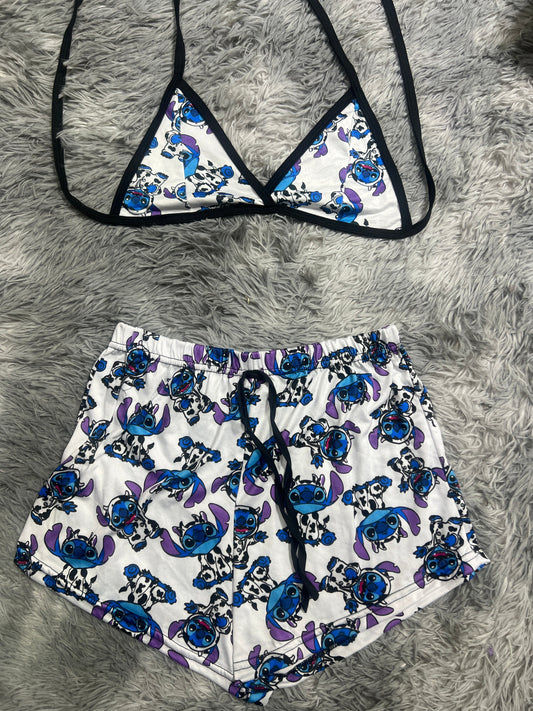 Stitch Vaca Top Con Short Unitalla De Afelpado