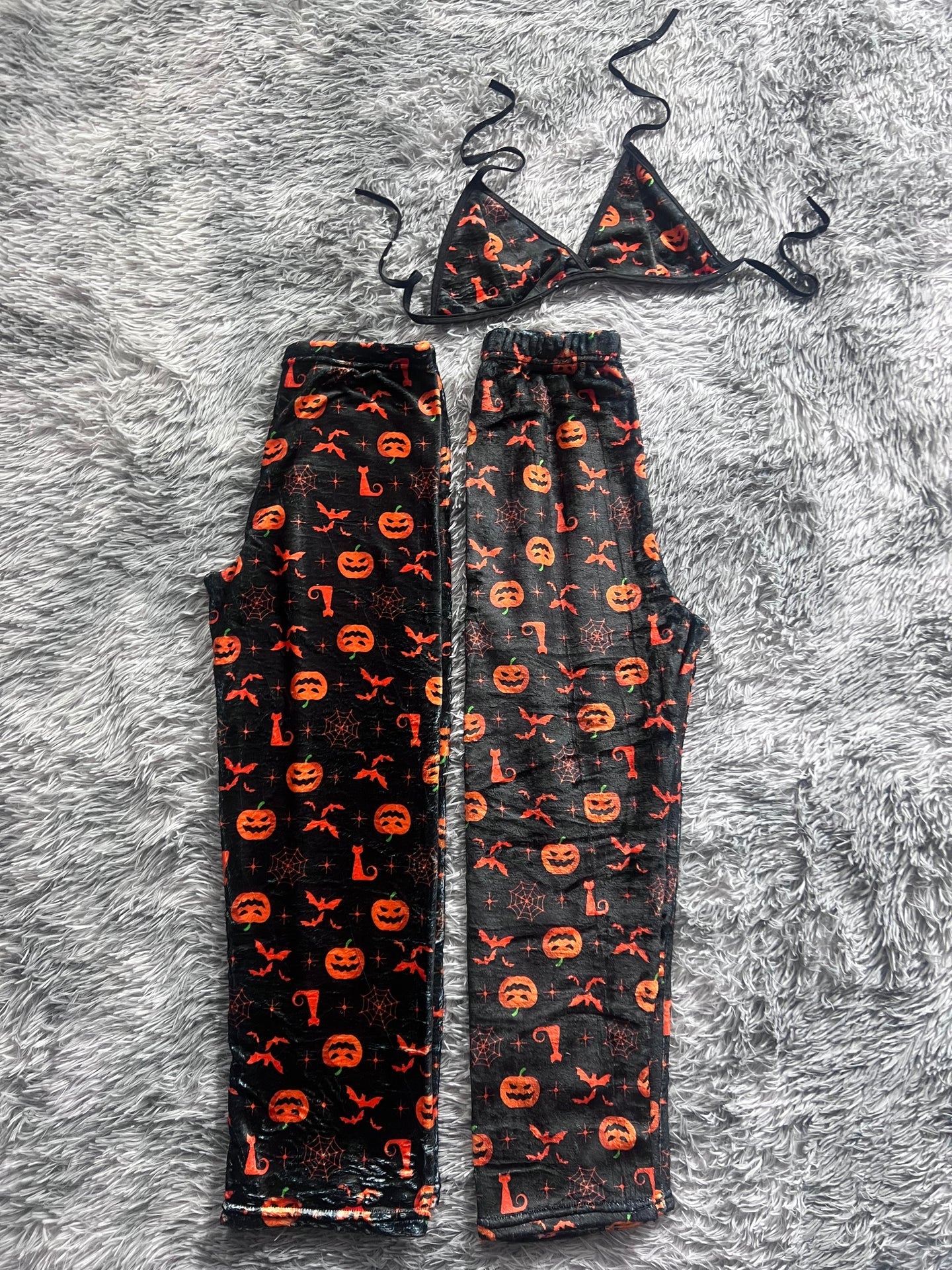 calabazas y gatos Duo de Pijama Afelpada hallowen