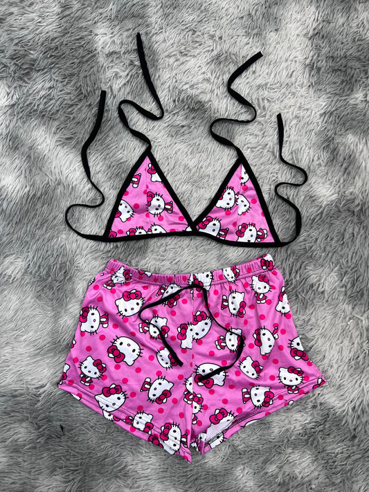 Hello Kitty Puntos Rosas Top Con Short Unitalla De Brush