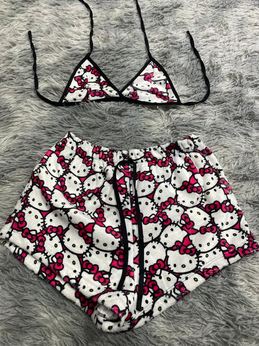 Hello kitty Caras Top con short unitalla de afelpado