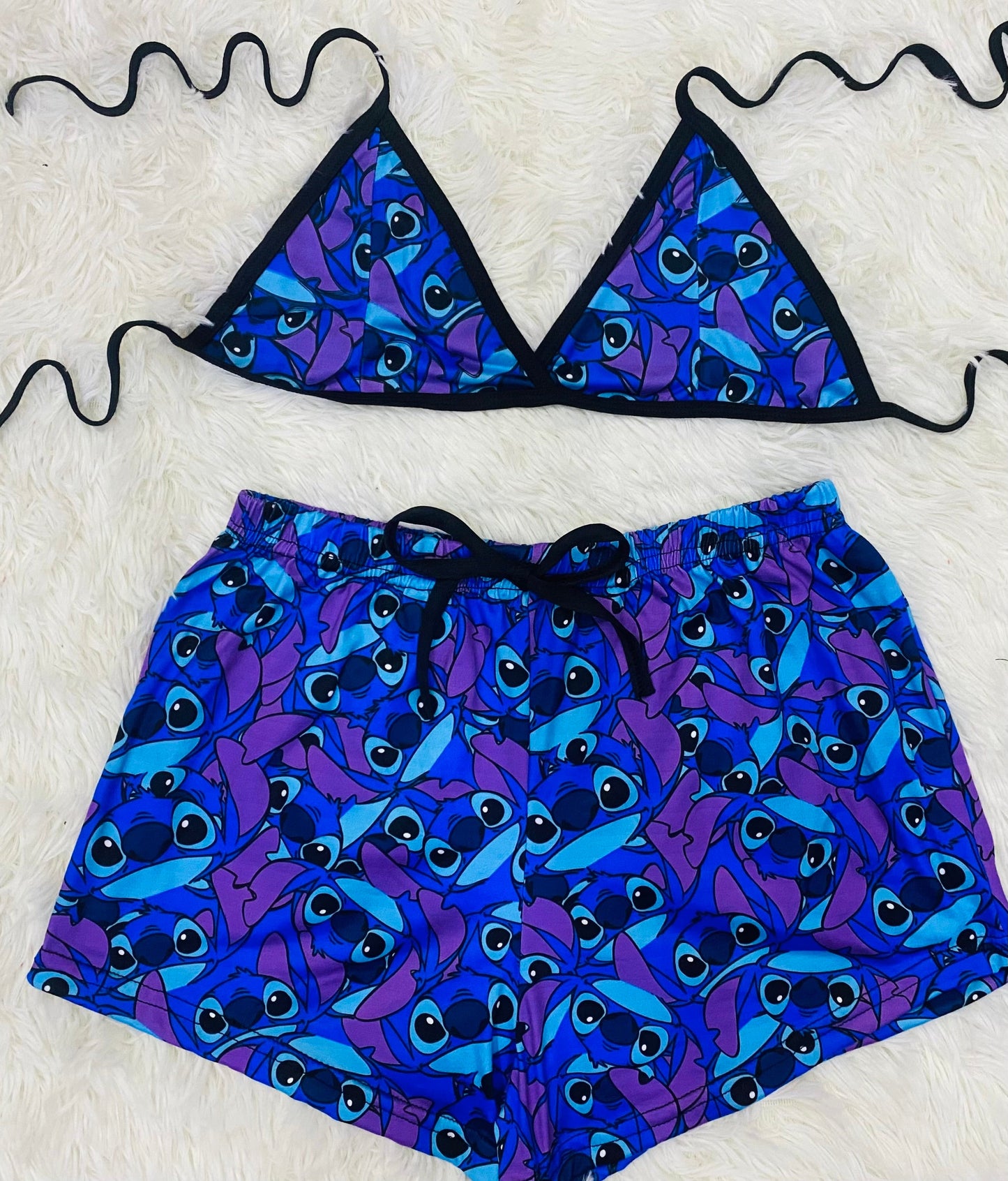 Stitch Print Cozy Azul duo short con top