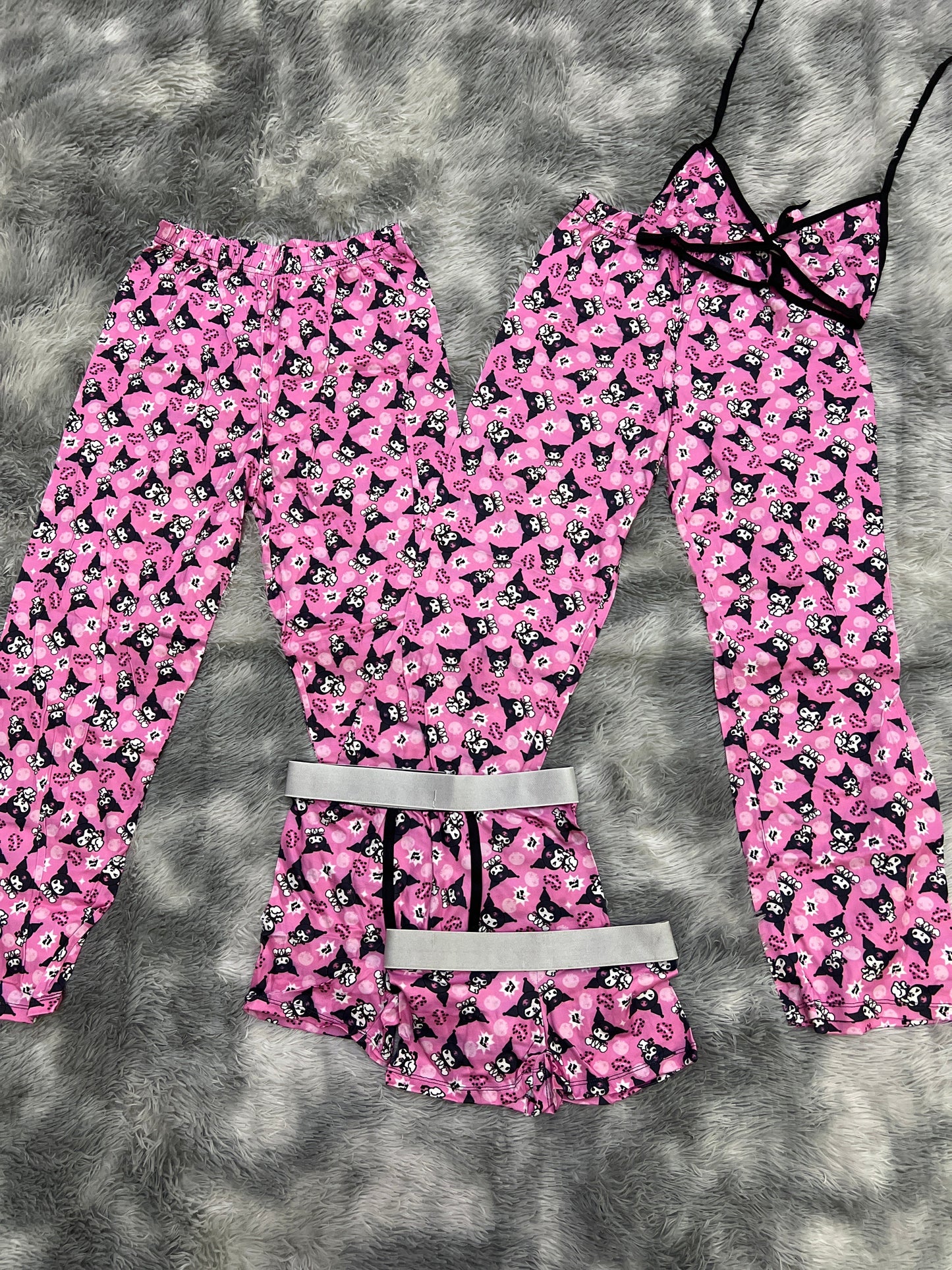 Kuromi Negro Duo de pijama 5 piezas