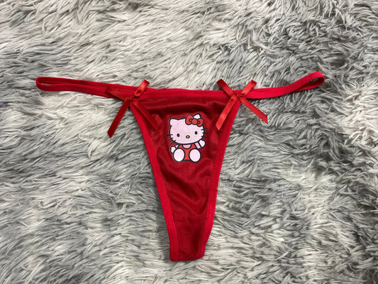 Hello kitty rojo Tanga de dama delgada