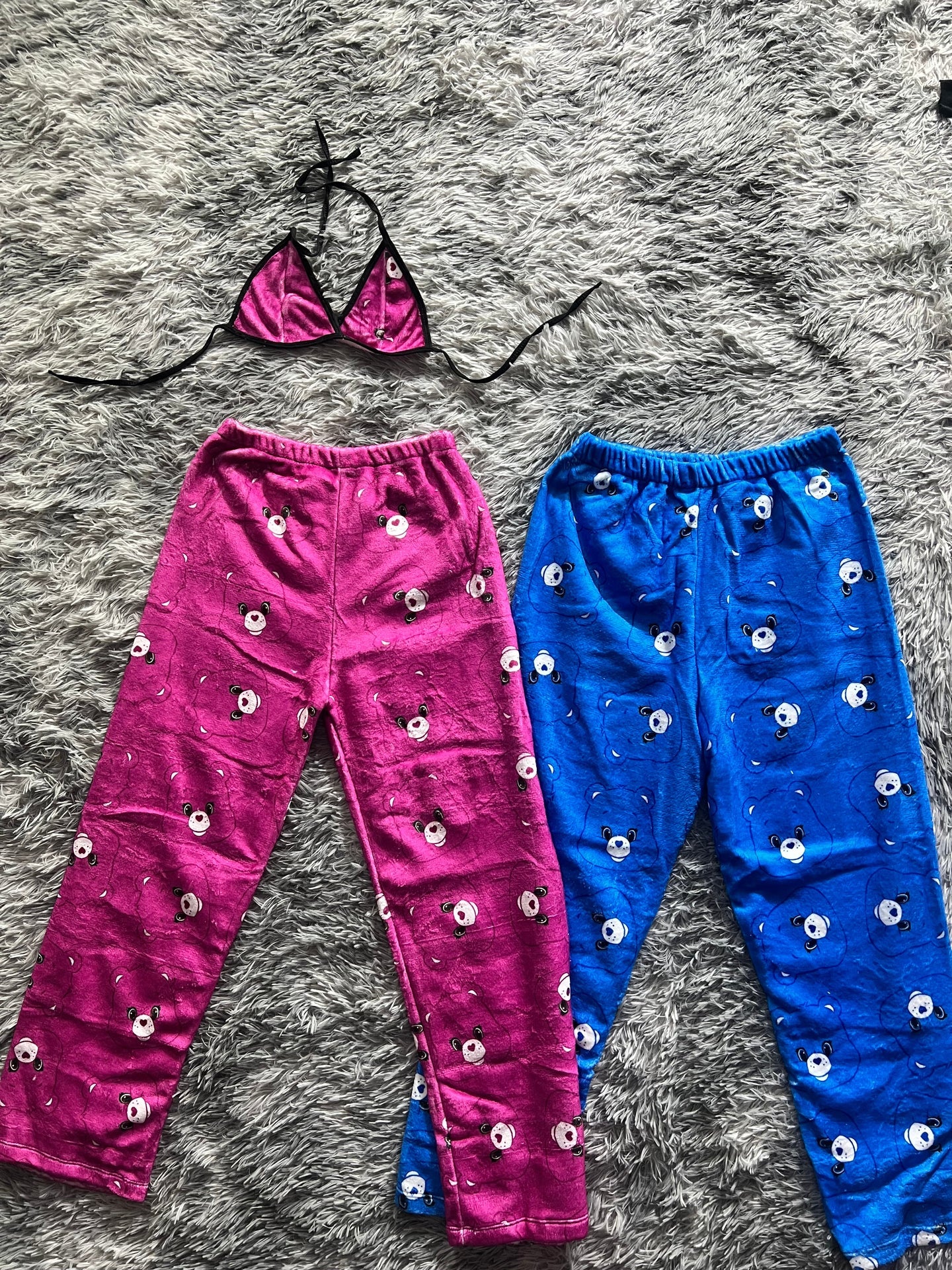 osito carinosito intercalado rosa y azul duo de pijama afelpada