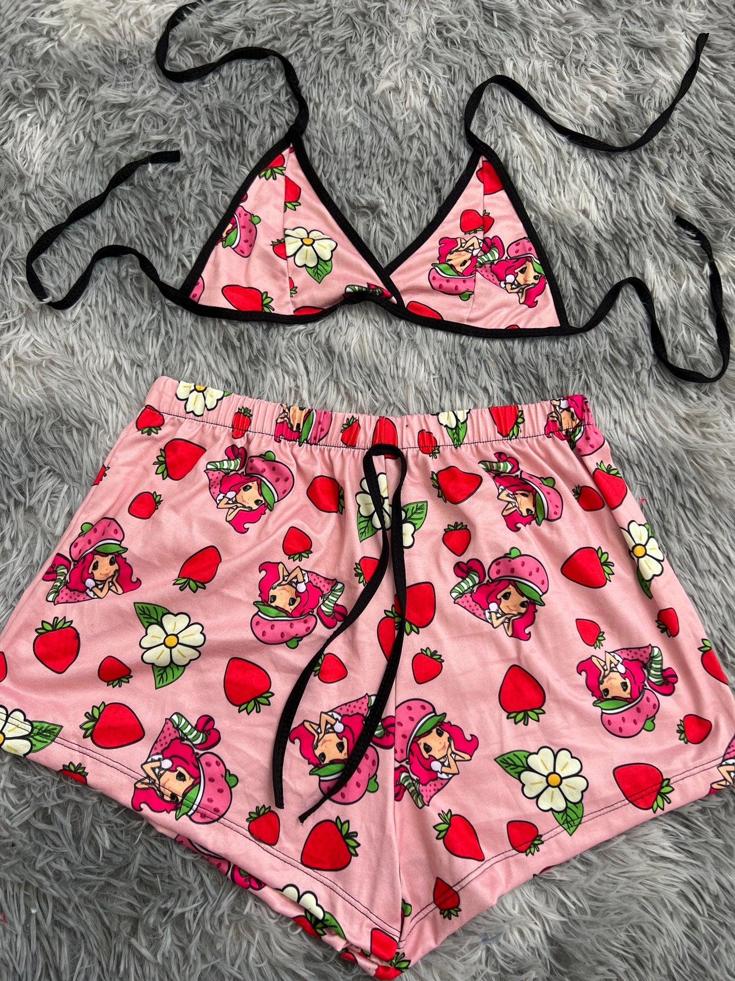 Rosita fresita con flores top con short unitalla de brush